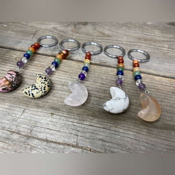 CHAKRA Crystal Moon Keychain - Picture 1 of 4